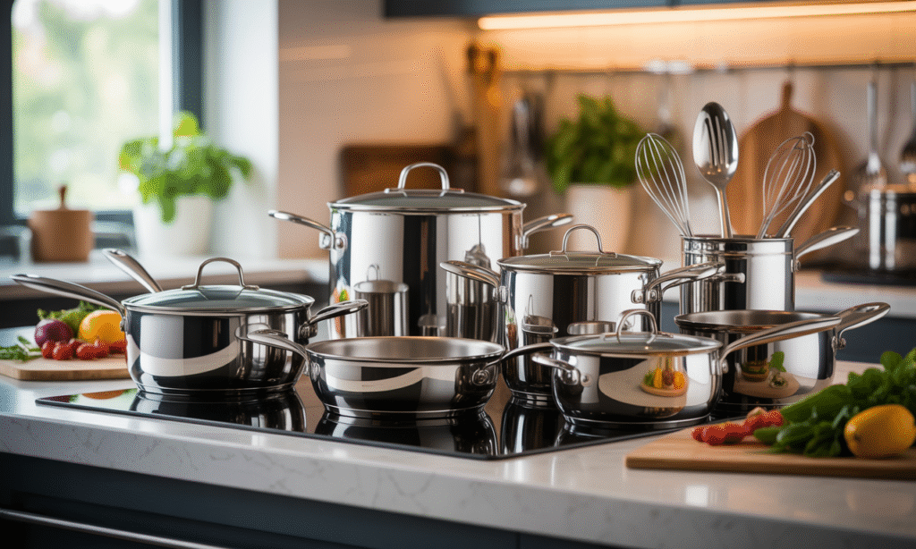 découvrez notre batterie de cuisine en inox, l'indispensable pour préparer des plats savoureux et professionnels. alliant durabilité et élégance, elle garantit une cuisson parfaite pour toutes vos recettes.